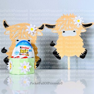 Modelo digital Highland Cows porta-chocolate, topper de bolo ou cupcake, topper de cartão ou modelos de arte emoldurada