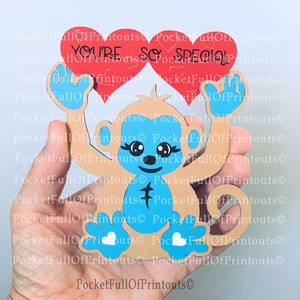 Digitale Vorlage - Monkey Valentines Love Letter Buddy - LAYERED Karte CRAFT - Cricut JOY Kompatibel