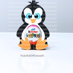 Digital templates for Penguin Kinder surprise chocolate holder with shut eyes and open eyes both new and old design supplied image 2