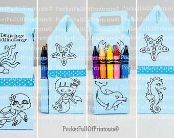 Digital SVG Template - Under the sea  theme coloring/activity gift box  NOT Cricut JOY compatible - Draw and Cut