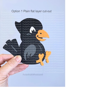 Cute Crow jpg svg png cut file with 2 options, flat layers or 3d wing option. - Cricut JOY compatible