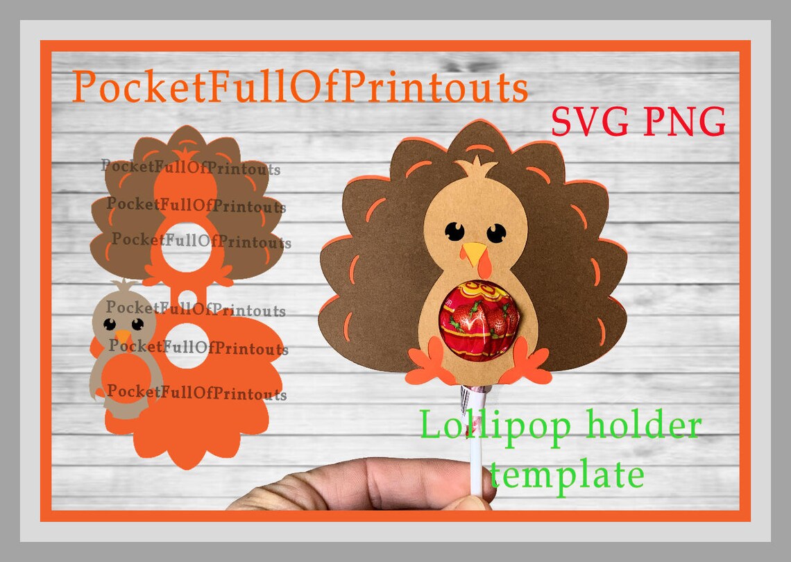 Digital SVG Template Turkey Thanksgiving Lollipop Holder - Etsy