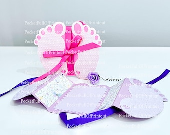 Modèle SVG numérique - Baby shower de pieds de bébé, carte d’invitation au baptême