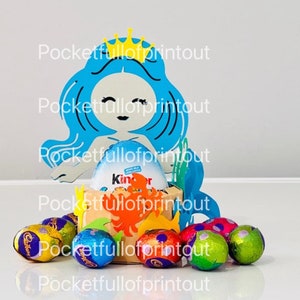 Porta huevos de sirena, topper de pastel, topper de tarjeta o arte de pared - plantilla SVG digital (compatible con cricutJoy)