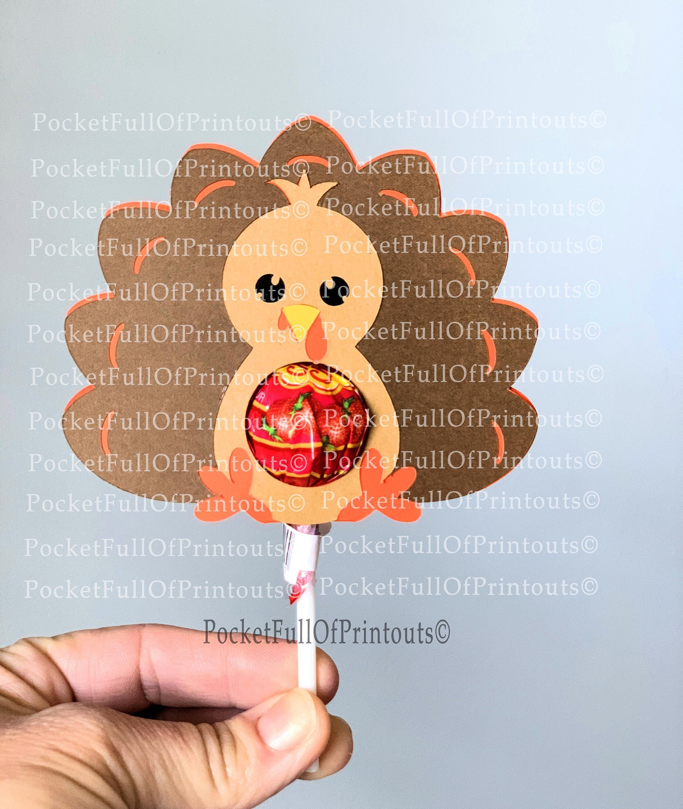 digital svg template - turkey thanksgiving lollipop holder