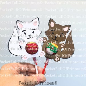 Plantilla SVG digital - Soporte para piruletas de gato - Compatible con Cricut JOY - 3 capas
