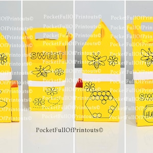 Modèle SVG numérique - Coffret cadeau de coloriage/activité Bumble Bee - (Dessiner et couper) - pour les machines de découpe plus grandes