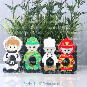 Digital template  Character BUNDLE Astronaut, Chef, Fireman and Soldiers  for Creme EGGS - Cricut JOY Compatible