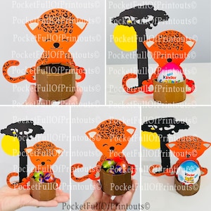 Modèle numérique - Porte-chocolat de Pâques Léopard / topper gâteau / topper carte / décor en couches - compatible Cricut Joy