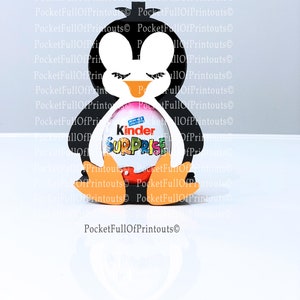 Digital templates for Penguin Kinder surprise chocolate holder with shut eyes and open eyes both new and old design supplied image 3