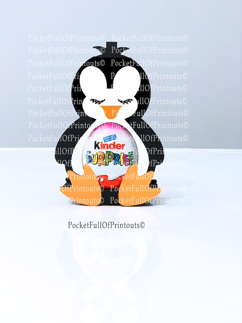 Digital templates for Penguin Kinder surprise chocolate holder with shut eyes and open eyes both new and old design supplied image 3