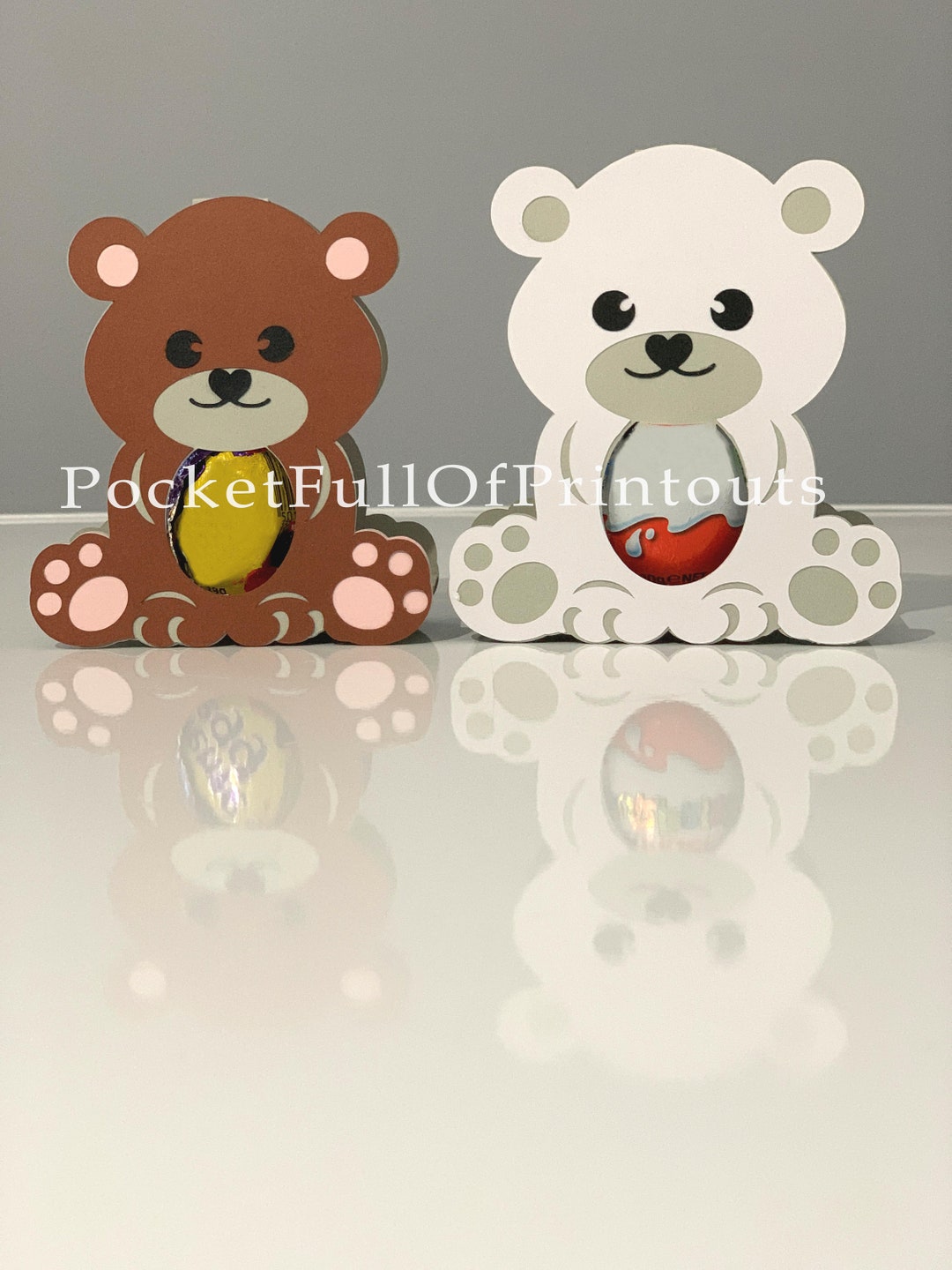 Polar Bear / Teddy bear chocolate holder template fits kinder - Etsy 日本