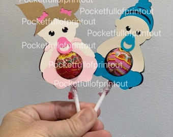 Baby boy and girl Lollipop holder Digital template