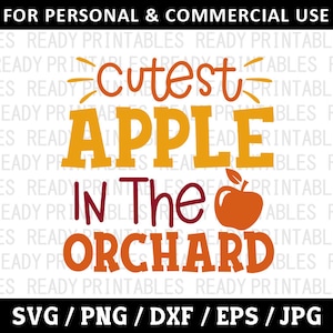 Süßer Apfel im Obstgarten SVG, Herbst Dekor Png, Kürbis Dekor, Herbst Dekor, lustiger Apfel im Obstgarten, SVG-Dateien für Cricut, Silhouette