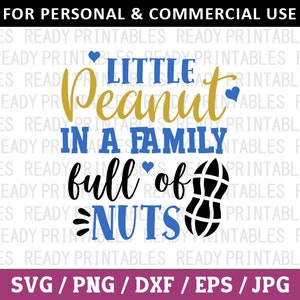 Kleine pinda in een familie vol noten SVG, baby Svg, Png, pasgeboren Svg, babyjongen Svg, babymeisje Svg, Svg-bestanden voor Cricut, silhouet