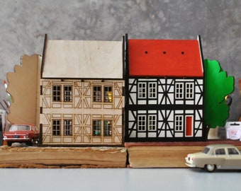 Support Tiny Ukrainian Shop | "Bavaria" 3d Wooden House Construction kit | DIY 3d Wooden House Template for Laser Cut/CNC | Putz House kit