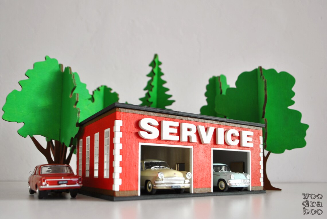 Miniature Car Garage DIY kit Uncoloured 3D Puzzle Kids Etsy