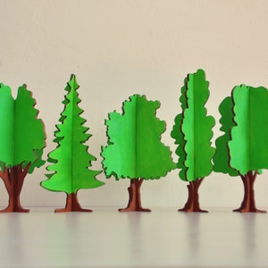 Ensemble de 10 arbres de Noël décoratifs en bois fabriqués à la main, motif vectoriel prêt pour CNC Modèle pour support d'ornement d'arbres de puzzle 3D découpé au laser image 7