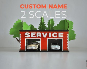 Children’s Play Garage for Toy Cars | Custom Name Gift for Toddler | Boys Playset Service Station for Model Cars | Glowforge Laser Cut Files