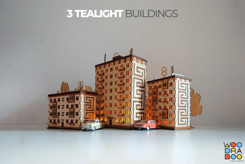 Brezhnevka Apartment Buildings Laser Cut Files Set DIY Night Lamps Architectural Models CNC Vector Templates Craft Files SVG/Cdr/Ai image 2