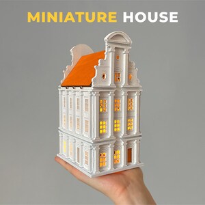 Handcrafted Miniature House Tea Light Holder “Luxburg” - Christmas Village Accent & Mantle Decoration | Gift for Home | Shelf Decor Object