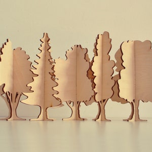 Ensemble de 10 arbres de Noël décoratifs en bois fabriqués à la main, motif vectoriel prêt pour CNC Modèle pour support d'ornement d'arbres de puzzle 3D découpé au laser image 8