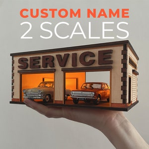 Lasergesneden garage-speelset en cadeau met aangepaste naam voor peuters Glowforge-bestanden | Speelgoedauto's Parkeerhuis 3D Puzzel | Lasersnijden digitaal patroon