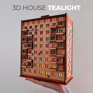 Brezhnevka 1.8 Apartment Block Building Lampe – Teelichthalter für gemütliche Regal- und Kamindekoration | Amüsantes Bauspielzeug-DIY-Set als Geschenk