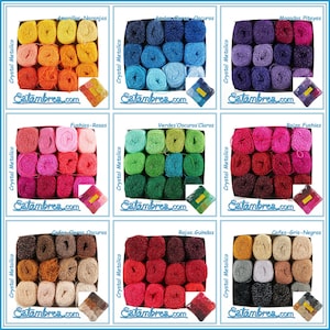 Crystal Metallic [12 Pack x 15grs] - Estambre Crystal | Crochet Thread Yarn | Metalico Surtido | Bordado con Crystal