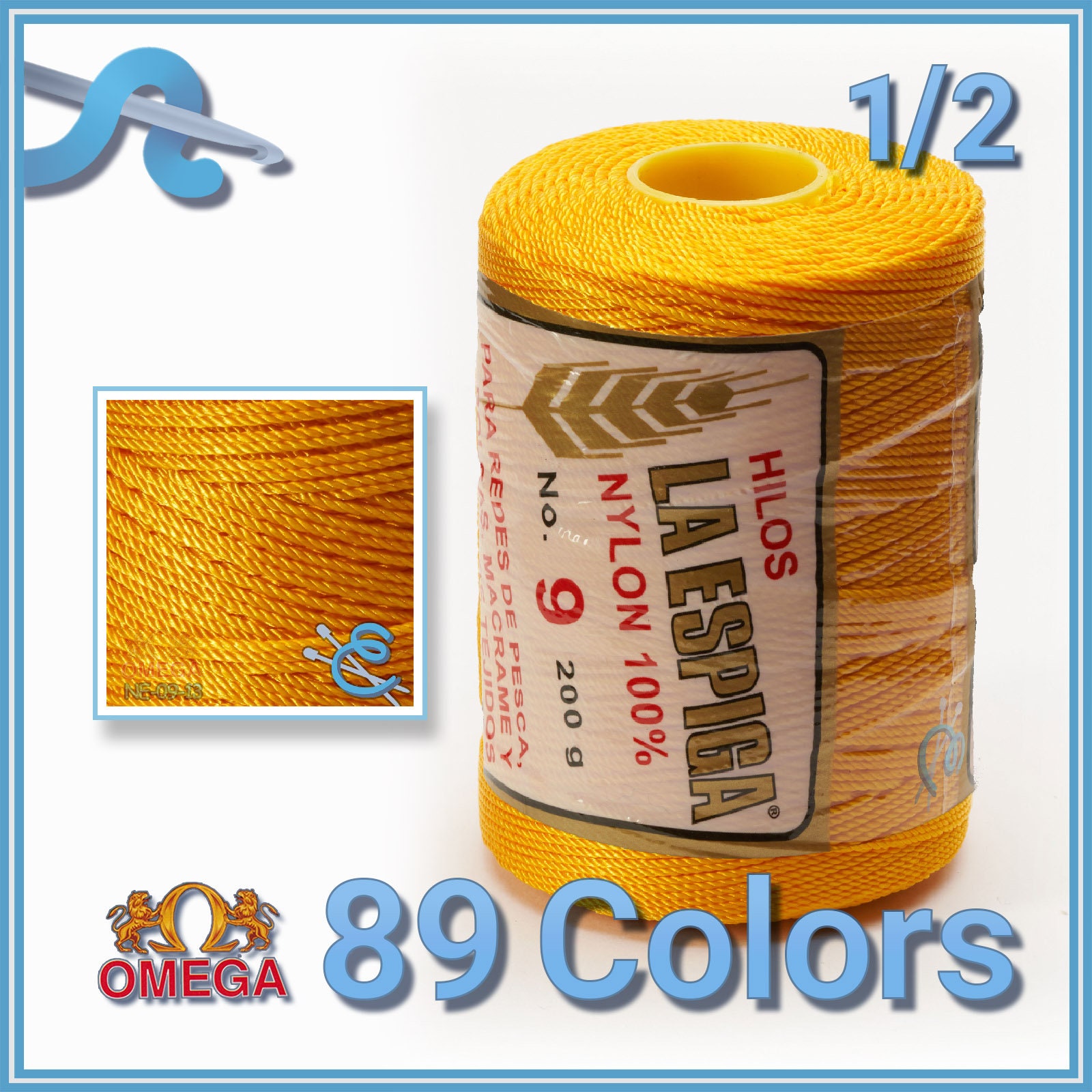 ESPIGA NO.9 by Omega Strong 100% Nylon String Cord for Fine Crochet and  Crafts -  Sweden