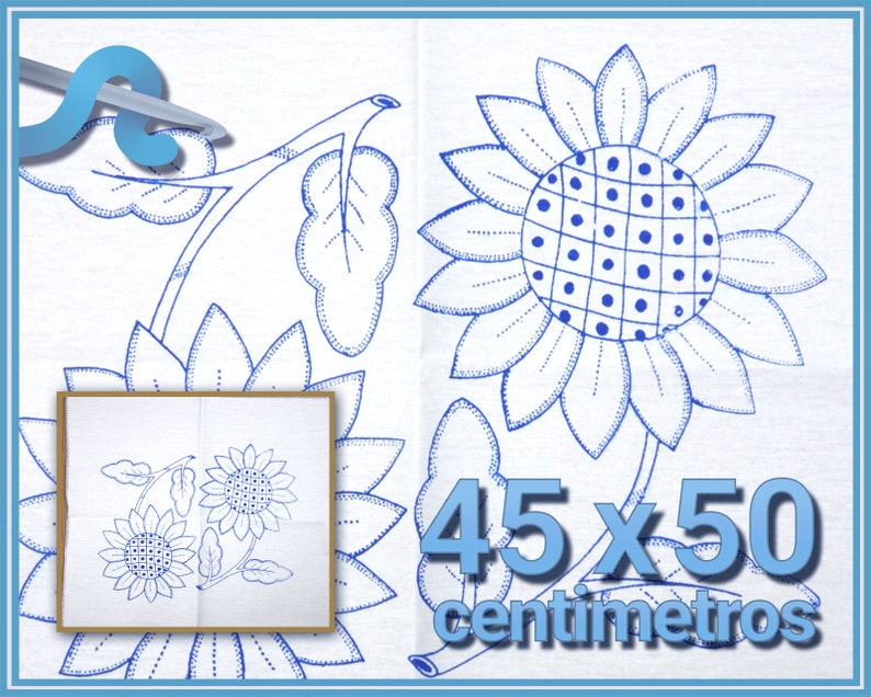 FLORES Diamante 45x50cm Napkins for Stamped Cross-Stitch Embroidery image 1