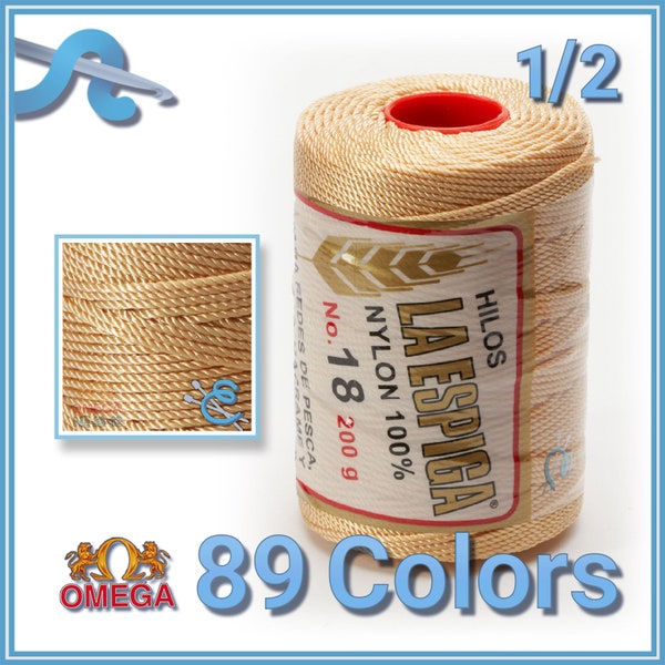 ESPIGA NO.18 by Omega - Strong 100% Nylon String Cord for Fine Crochet and Crafts