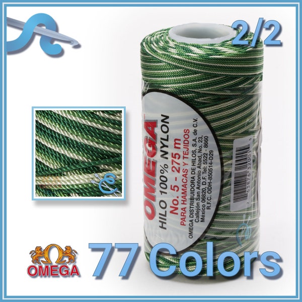 NYLON NO.5 [Variegated] by Omega - Strong 100% Nylon String Cord for Fine Crochet and Crafts