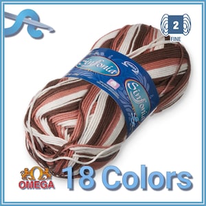 SINFONIA Multicolor [100grs] by Omega - Elegant Fine 100% Mercerized Cotton Yarn for Knitting and Crafts