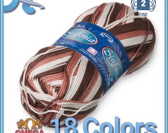 SINFONIA Multicolor [100grs] by Omega - Elegant Fine 100% Mercerized Cotton Yarn for Knitting and Crafts