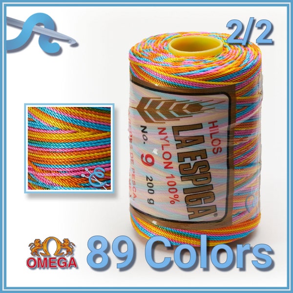 ESPIGA NO.9 [Variegated] by Omega - Strong 100% Nylon String Cord for Fine Crochet and Crafts
