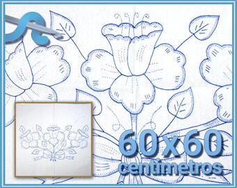 FLORES [Diamante 60x60cm] - Large Napkins for Stamped Cross-Stitch Embroidery