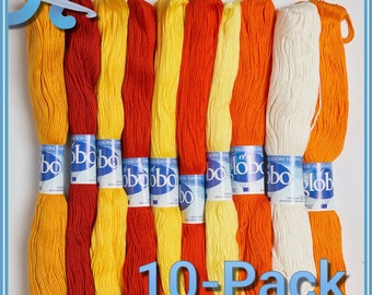 EL GLOBO [10 Pack] - Embroidery Thread Color Sets - 100% Mercerized Cotton.