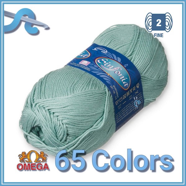 SINFONIA [100grs] by Omega - Elegant Fine 100% Mercerized Cotton Yarn for Knitting and Crafts