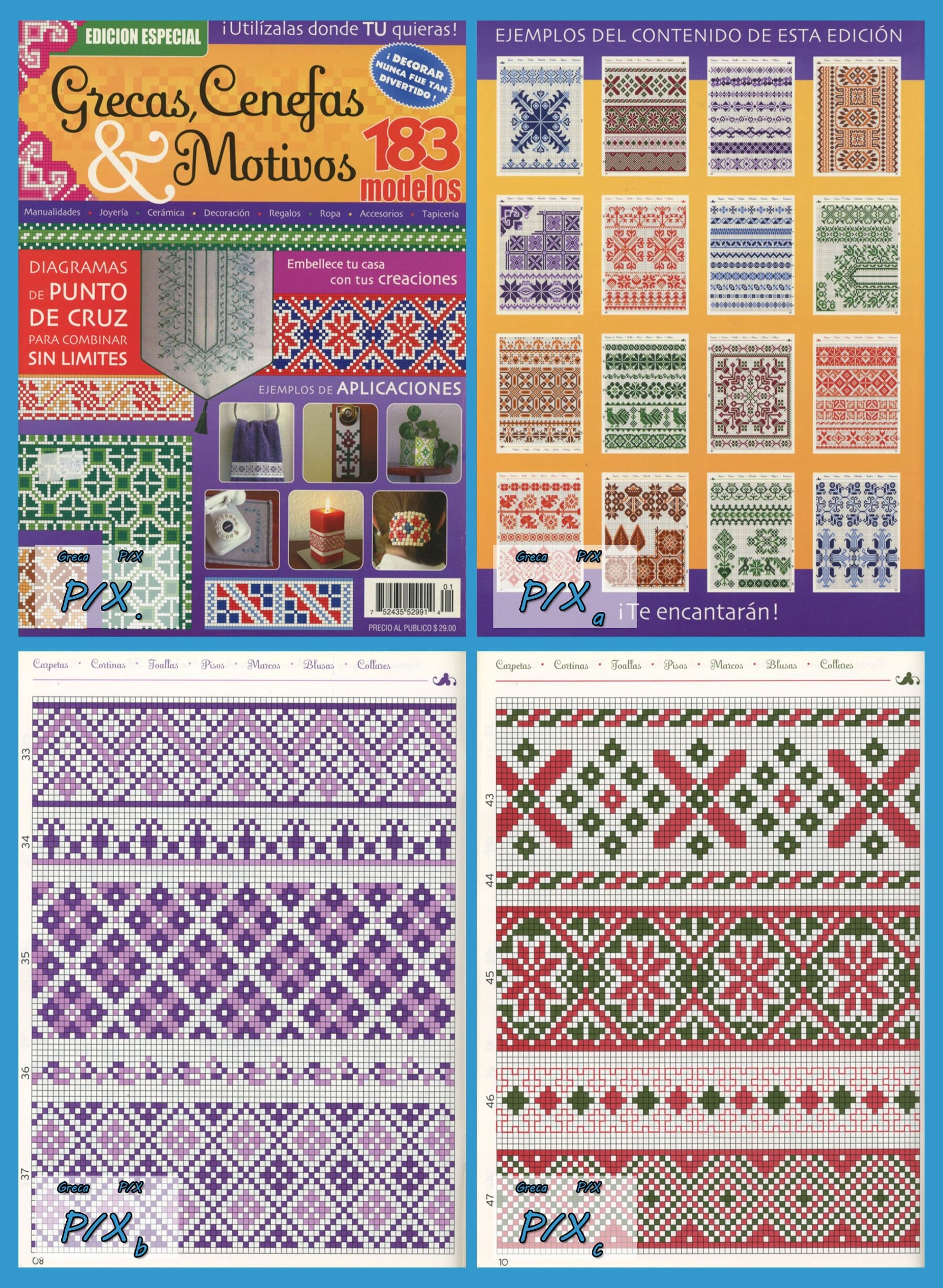 GRECAS Revista Punto de Cruz Esquemas para Bordar Grecas Cenfas y Motivos en Punto de Cruz Etsy Espana