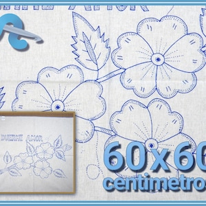 FLORES [Manta 60x60] - Large Napkins for Stamped Cross-Stitch Embroidery