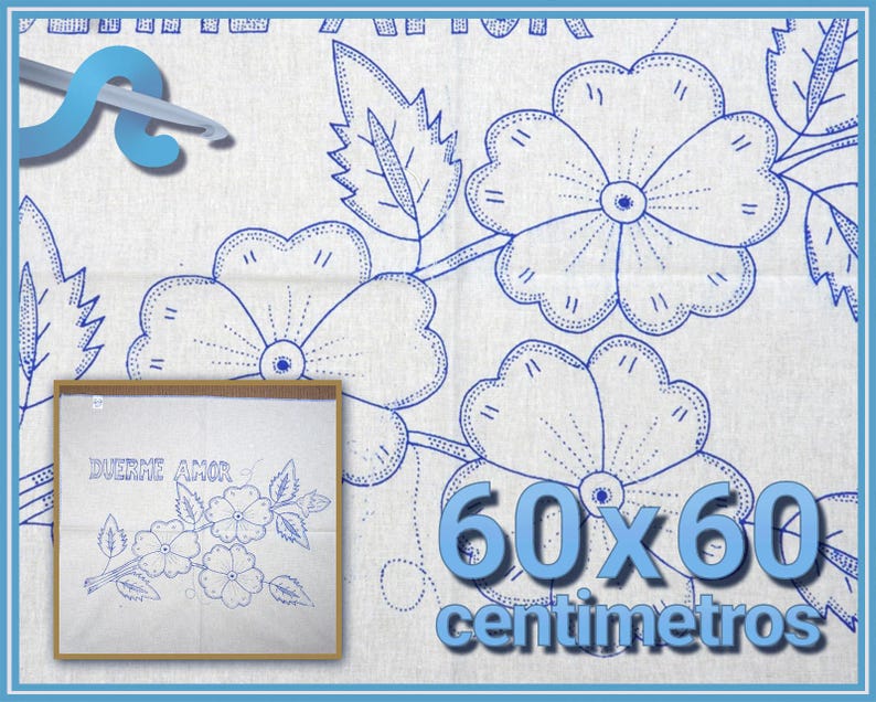 FLORES [Manta 60x60] - Large Napkins for Stamped Cross-Stitch Embroidery Bild 1