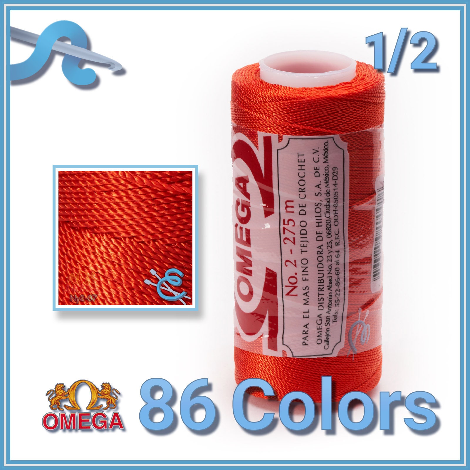 NYLON NO.2 by Omega Strong 100% Nylon String Cord for Fine Crochet and  Crafts 