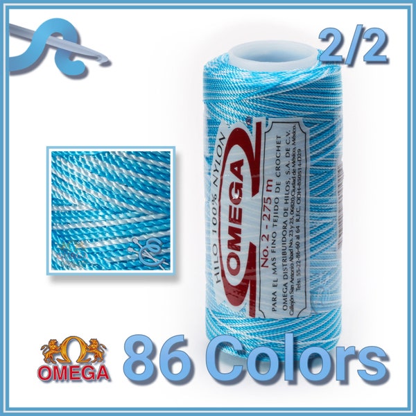 NYLON NO.2 [Variegated] by Omega - Strong 100% Nylon String Cord for Fine Crochet and Crafts