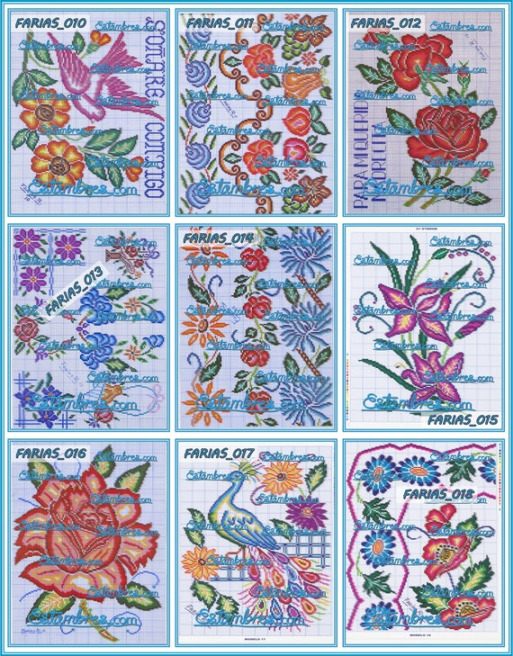 Patrones y Guía PDF de bordado-Descarga online-Flowers for Carmen-Telatatis