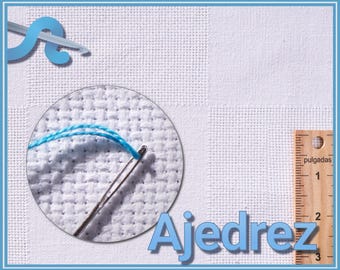 AJEDREZ - Checkered Pattern Embroidery Cross-stitch Canvas 160cm wide - 100% Cotton