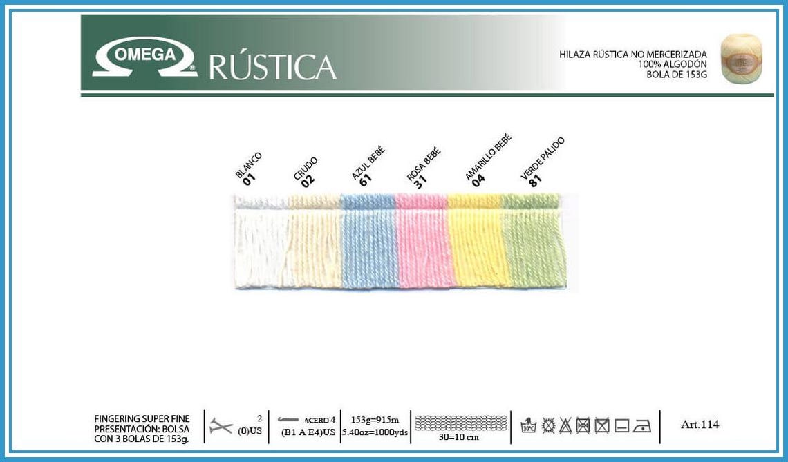 RUSTICA [150grs] by Omega - Fine 100% Non-mercerized Cotton Thread for ...