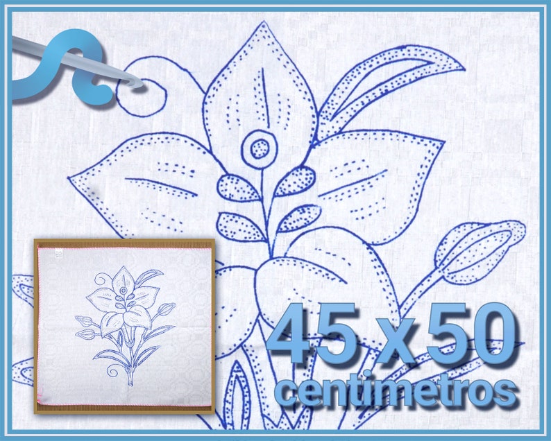 FLORES Alemanisco 45x50cm Napkins for Stamped Cross-Stitch Embroidery image 1