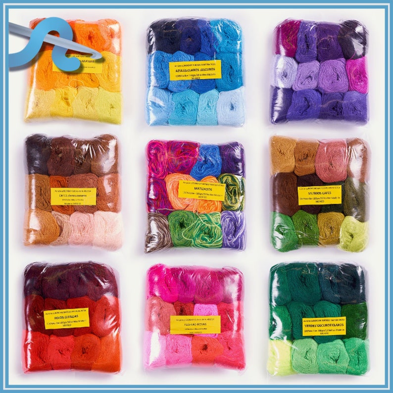ACRILAN 3 HEBRAS Multicolor Pack 15grs 12-Pack of 3-thread yarn for crafts image 1