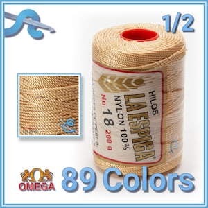 ESPIGA NO.18 by Omega - Strong 100% Nylon String Cord for Fine Crochet and Crafts